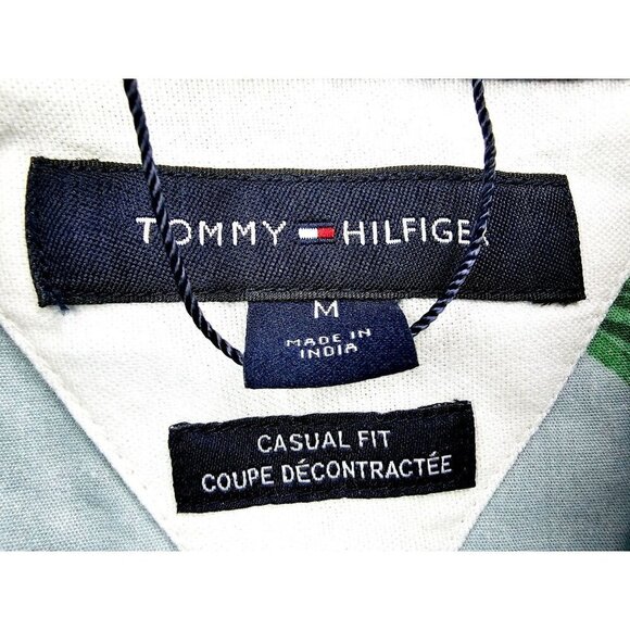 Tommy Hilfiger Casual Fit Size Medium Mens Blue Floral Short Sleeve Button Down - Picture 4 of 14
